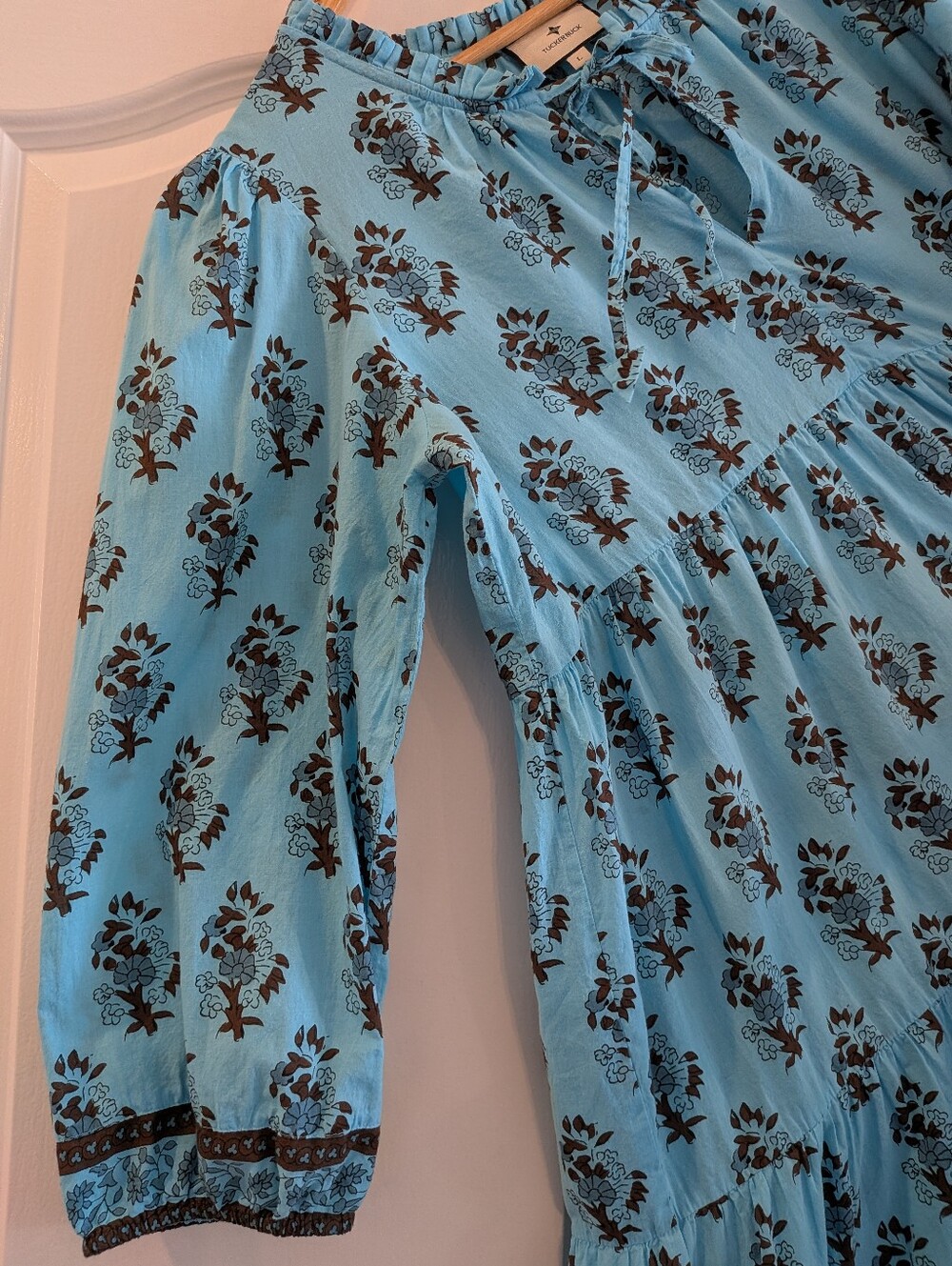Tuckernuck Tropical Turquoise Bouquet Salty Paloma Caftan Midi Dress Size L - Picture 7 of 16